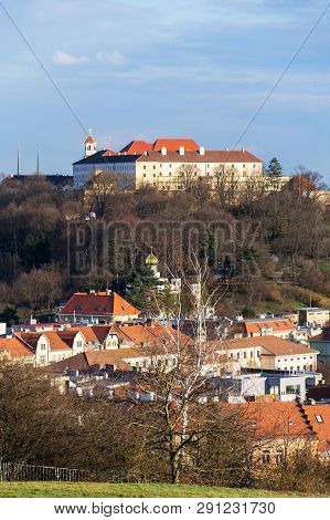Beautiful Spilberk Castle With Saint Wenceslas Orthodox Cathedral In Foreground, Brno, Moravia, Czec
