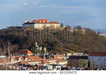 Beautiful Spilberk Castle With Saint Wenceslas Orthodox Cathedral In Foreground, Brno, Moravia, Czec