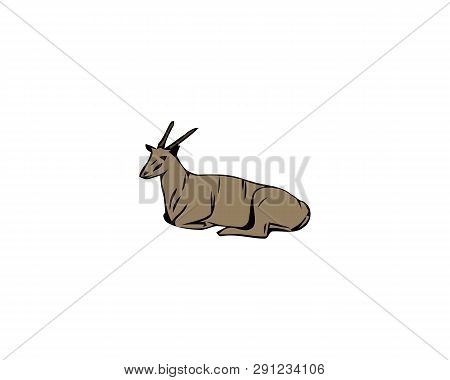 Antelope, Vector Illustration. Profile View And Flat Style On White Background