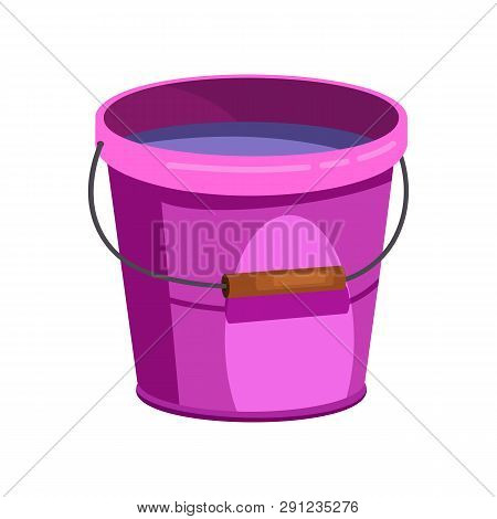 Purple Plastic Bucket Illustration.basket, Home, Cleaning. Houseware Concept. Vector Illustration Ca