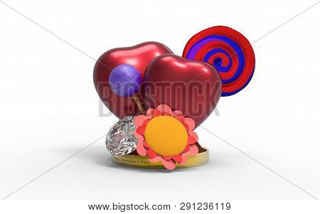 Lovely Happy Valentines Day Candys Hearts Decoration Set, 3d Illustration. Will You Be My Valentine?