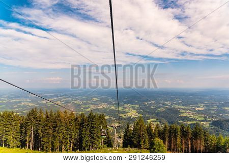 View From Gondola Lift In Schockl Graz, Austria On The Way Up