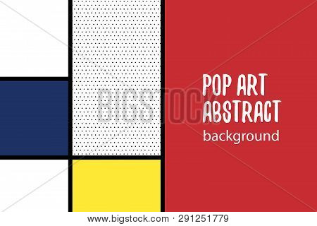 Retro Mondrian Red Yellow Blue Geometric Background. Minimal Trendy Fashion Style Poster. Line Art D