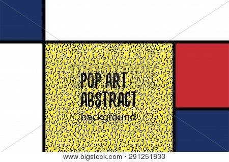 Retro Mondrian Red Yellow Blue Geometric Background. Minimal Trendy Fashion Style Poster. Line Art D