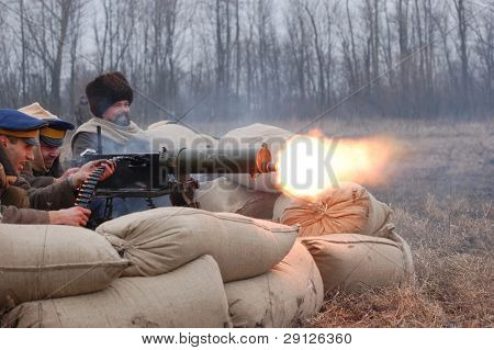 WW1 artilheiro. Guerra civil reenacting