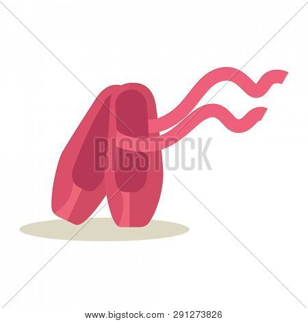 Pink ballet slippers isolated on white background. Shoes icon 