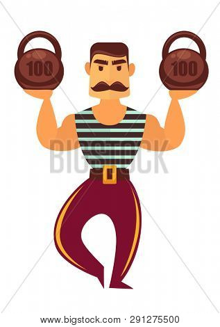 Powerlifter with mass isolated on white. Athletic man of muscle