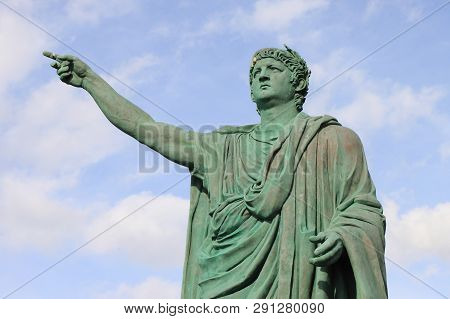 Statue Of The Roman Emperor Neron In Anzio, Italy