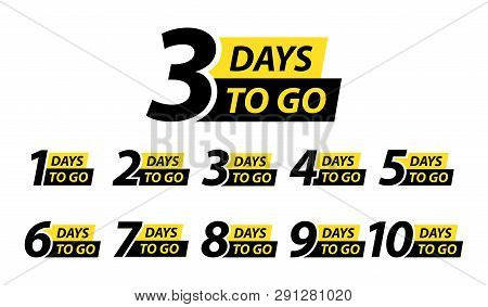 Number 1, 2, 3, 4, 5, 6, 7, 8, 9, 10, Of Days Left To Go. Collection Badges Sale, Landing Page, Bann