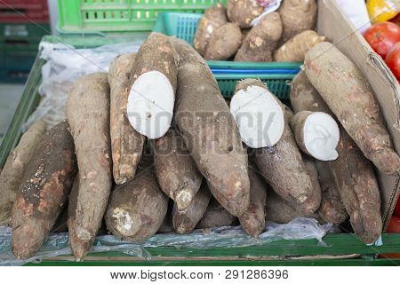 Stack Of Yucca In The Market Square