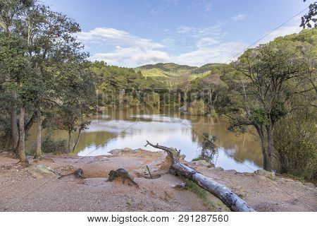 Small Lake In A Sunny Day In Terrassa, Barcelona, Spain