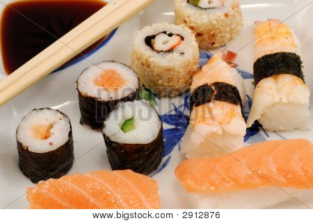 Sushi piastra Close-up