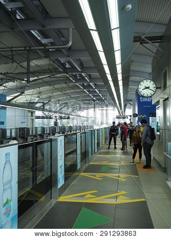 Jakarta, Indonesia - March 23, 2019: Platform Hallway Of Lebak Bulus Mrt Station.