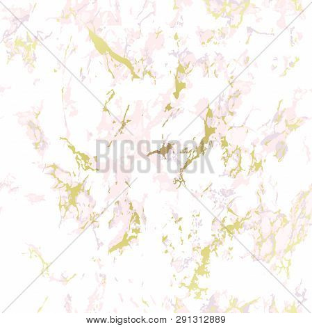 Trendy Seamless Pink Marble Background With Gold. Patina Effect. Holiday Background. Blush Color. Ve