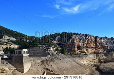 Empty Santolea Reservoir In Teruel - Spain
