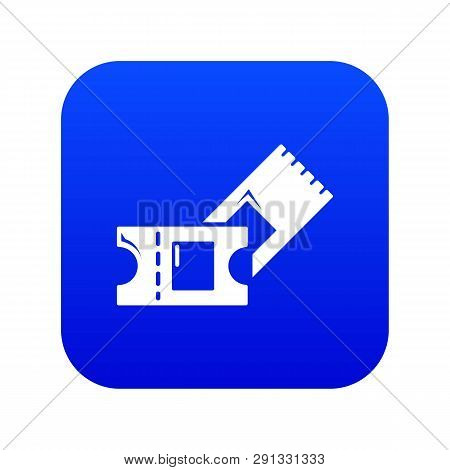 Ice Hockey Ticket Icon Blue Vector Isolated On White Background