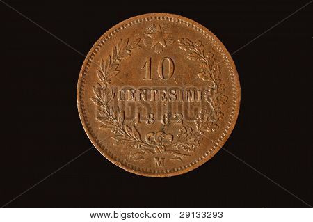 Moneda del viejo italiano. 1864