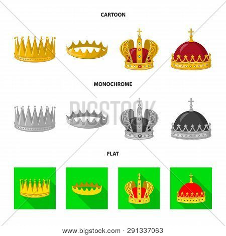 Vector Design Of Medieval And Nobility Logo. Set Of Medieval And Monarchy Vector Icon For Stock.