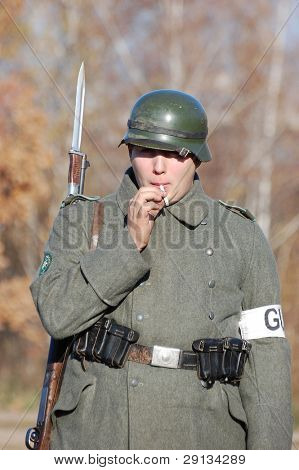 German soldier WW2. Reenacting Buttle for Kiev in  November 1943