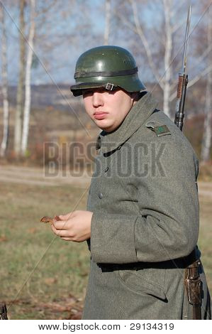German soldier WW2. Reenacting Buttle for Kiev in  November 1943