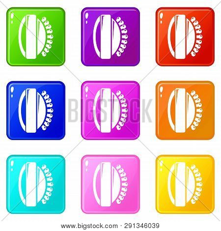 Massage Brush Icons Set 9 Color Collection Isolated On White For Any Design