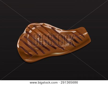 Fried, Roasted Ribeye Beef Steak, Pork Or Lamb Tenderloin Grilled On Barbeque Realistic Vector Isola