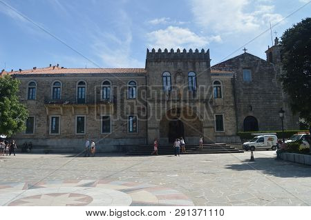 Facade Of Medieval Style Town Hall In Noya. Nature, Architecture, History, Street Photography. Augus