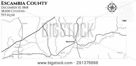 Large And Detailed Map Of Escambia County In Alabama, Usa