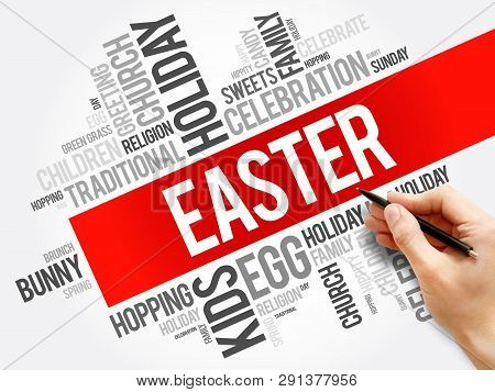 Easter Word Cloud Collage, Holiday Concept Background