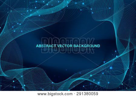 Abstract Plexus Background With Connected Lines And Dots. Plexus Geometric Effect Big Data With Comp
