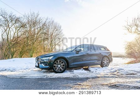 Prague, Czech Republic - February 8, 2019: Volvo V60 D4 In Prague, Czech Republic, February 8, 2019.