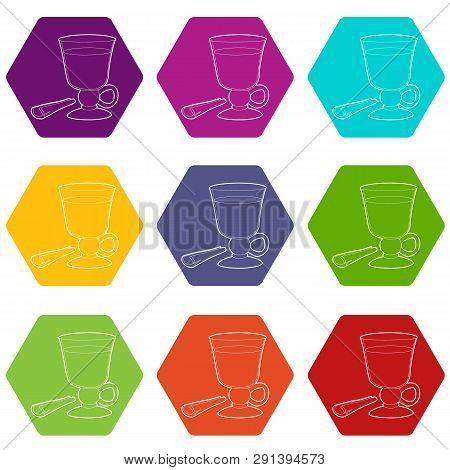 Mulled Wine Icons 9 Set Coloful Isolated On White For Web