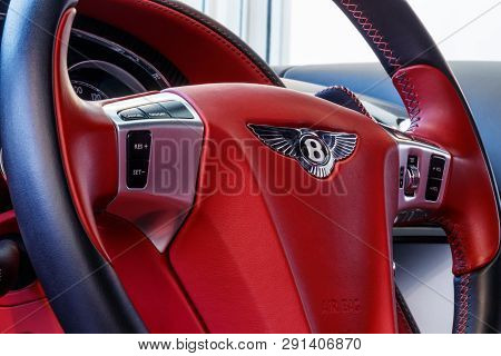 Indianapolis - Circa March 2019: Interior Of A 2014 Bentley Continental Gt. Bentley Is A Division Of