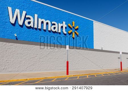 Indianapolis - Circa March 2019: Walmart Retail Location. Walmart Is Boosting Its Internet And Ecomm