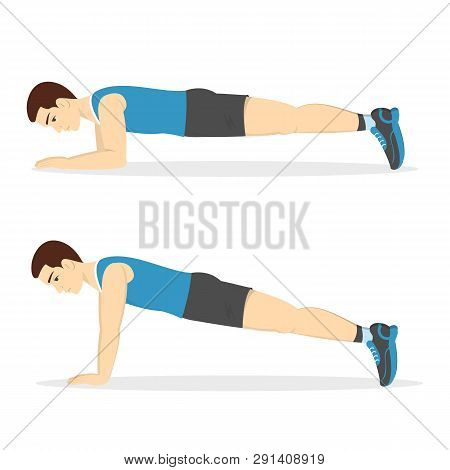 Man Doing Plank In The Gym. Belly Burn