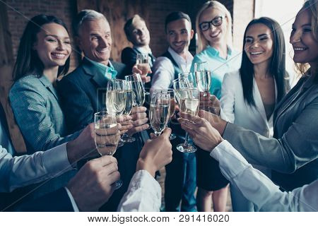 Cropped Close Up Photo Business People Crowd Diversity Different Age Race Team Building Members Gath