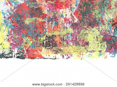 Abstract color acrylic and watercolor painting. Monoprinting  template. Canvas texture background.