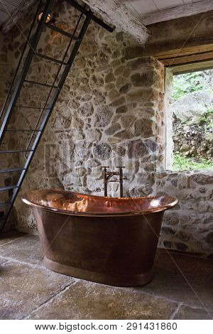 Copper Bathtub In A Finca In Andalusia Spain