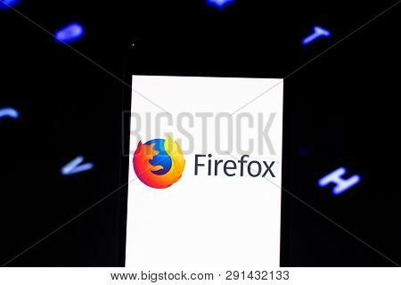March 25, 2019, Brazil. Mozilla Firefox Browser Logo On Mobile Device. Mozilla Firefox Is A Free, Mu
