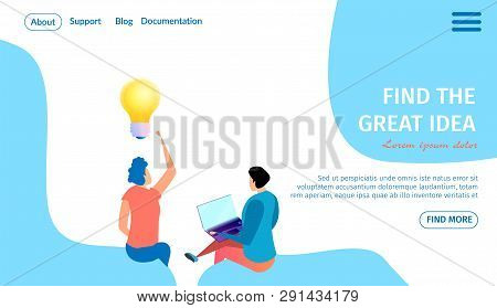 Find The Great Idea Horizontal Banner With Copy Space. Business People Working Together. Man Work On