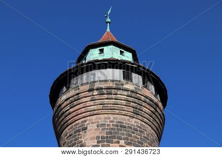 Nuremberg City In Germany (region Of Middle Franconia). The Imperial Castle - Sinwell Tower.