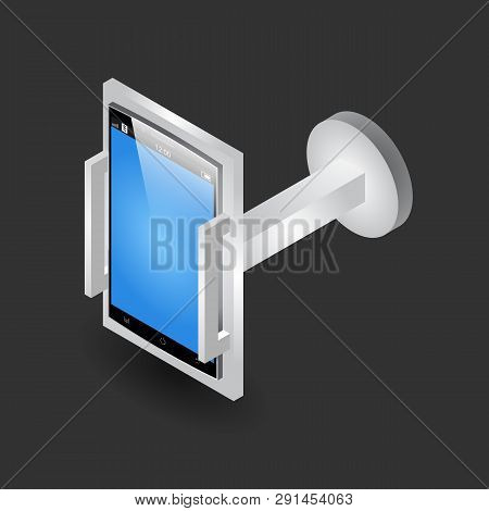 Isometric Car Holder For The Smartphone Or Action Camera On The Black Background