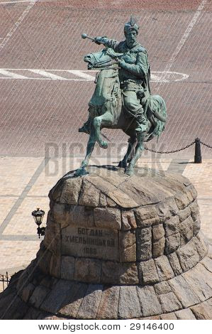 Monument af berømte ukrainske Hethman Bogdan Khmelnitski i Kiev, Malorussia (Ukraine)