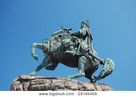 Monument af berømte ukrainske Hethman Bogdan Khmelnitski i Kiev, Malorussia (Ukraine)