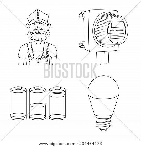 Isolated Object Of Electricity And Electric Icon. Collection Of Electricity And Energy Stock Vector 