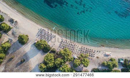 Paragga Beach Near Glarokavos Beach In Kassandra Peninsula. Halkidiki, Greece