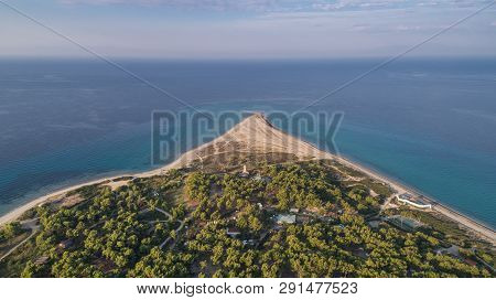 Beach At Possidi Cape On The Kasandra Peninsula. Greece. Aerial View