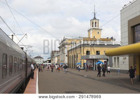 Yaroslavl, Russia - July 9, 2018: Passenger Train At Yaroslavl Glavny Railway Station