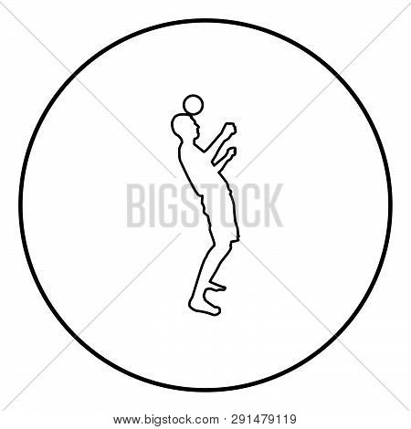 Man Kicks The Ball On Head. Soccer Player Taps Ball With His Head Football Concept Juggling Trick Wi