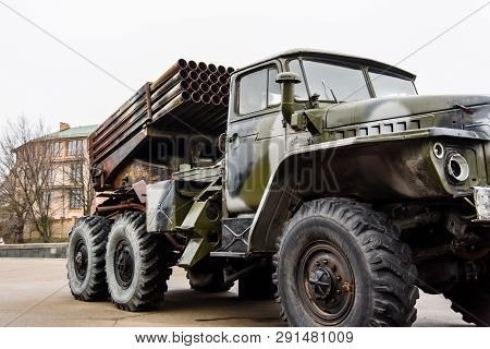 Russian Multiple Rocket Launcher Mounted On Soviet Military Truck